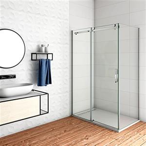 AICA ITALY 120x80x195 cm Box Doccia Angolare Porta Scorrevole con Parete Laterale Vetro 8 mm Temperato Anticalcare Trasparente Telaio Cromato Lucido