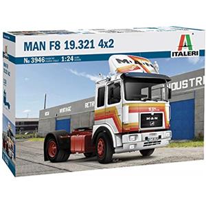 Italeri Man F 8 18.321 Modellino Veicolo 1:24 con Decal e Istruzioni, Trattore Camion Anni '70
