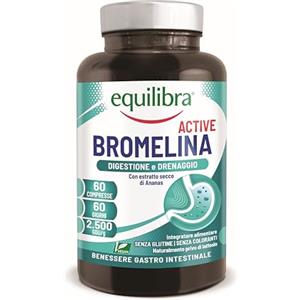 Equilibra, Bromelina Active, 500 mg | 2500 GDU/g, 60 Compresse Vegan per 2 Mesi, Bromelina Forte, Funzione Digestiva e Drenante, Contrasta la Sensazione di Pesantezza delle Gambe