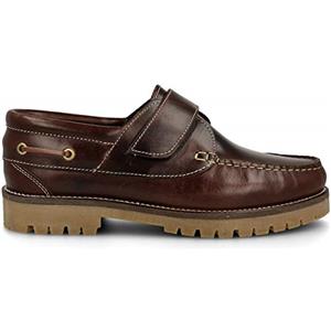 PAYMA - Scarpe da Barca Uomo Donna Bambino in Pelle Speciale Oliata. Fatto in Spagna. Classici a Strappo. Suola in Gomma Caramella. Colore: Marrone Strappo. Taglia EU 45