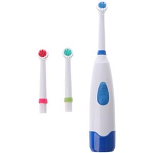 NANGUO Spazzolino Elettrico Rotante Impermeabile con 3 Testine, Rimuove Macchie e Placca Dentale, Design Rotante, Morbido, Blu