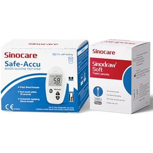 sinocare 50 strisce per test di glucosio nel sangue e 50 lancette per il misuratore di glucosio nel sangue sinocare Safe-Accu