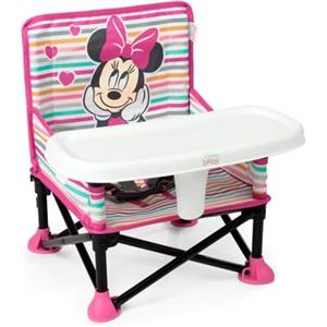 Bright Starts, Rialzo per sedia portatile Pop 'N Sit Minnie Mouse di Disney, per uso interno/esterno, sedile da pavimento con vassoio, verde chiaro, 6 mesi-3 anni