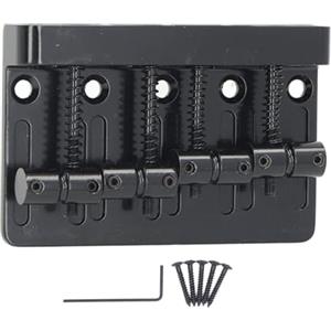 CDQL Ponte per Basso a 4 Corde, Ponte per Basso Elettrico Stile Vintage con Chiave Esagonale per Basso Elettrico Jazz Bass o Precision Bass Cromato, 2 Colori tra Cui Scegliere (Nero)