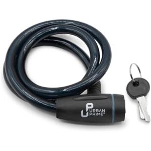 Urban Prime Security Cable lock with key, lucchetto antifurto per bici e monopattini, lucchetto con chiave, cavo da 102 cm, Colore ottanio