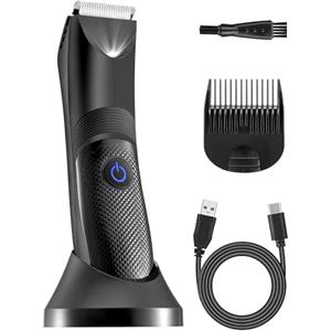 Lvozize Rasoio Elettrico Corpo Uomo, Rasoio Corpo con Illuminazione a LED, IPX7 Impermeabile Uso Umido e Asciutto, USB Rasoio Corpo Uomo per Viso/Torace/Braccia/Ascelle/Gambe Nero