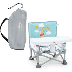 Bright Starts, Rialzo per sedia portatile Pop 'N Sit Winnie the Pooh di Disney, per uso interno/esterno, sedile da pavimento con vassoio, verde chiaro, 6 mesi-3 anni