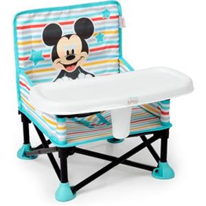 Bright Starts, Rialzo per sedia portatile Pop 'N Sit Mickey Mouse di Disney, per uso interno/esterno, sedile da pavimento con vassoio, verde chiaro, 6 mesi-3 anni