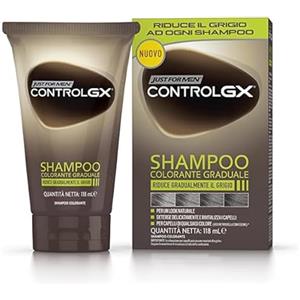 JUST FOR MEN Shampoo Colorante Graduale Uomo capelli bianchi grigi Control gx 118 ml uso quotidiano effetto naturale