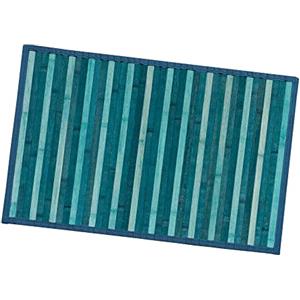 emmevi Tappeto Bamboo Legno Stuoia Cucina Bagno Degradè Tovaglietta Colazione Antiscivolo 30x43 Blu