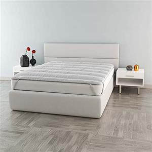 Italian Bed Linen Elegant Topper Imbottito e Trapuntato sottoposto al Trattamento Silver, Bianco, Matrimoniale, 160x195cm