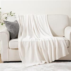 BATTILO HOME Coperta in ciniglia per divano, comoda coperta color crema per la decorazione della casa, coperta avorio per divano e sedia, 130 x 170 cm