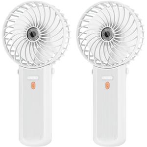 Lepwings Ventilatore Portatile, 2 Pezzi Ventilatore USB Ricaricabile con 16 Ore di Raffreddamento, Silenzioso Pieghevole 4 Velocit Ventilatore da Collo, Mini Ventilatore da Ufficio Campeggio, Bianco