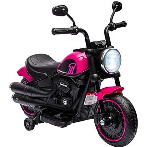 HOMCOM Moto Elettrica per Bambini 18-36 Mesi, Moto Giocattolo con Rotelle Supplementari e Fanale, Rosa e Nero