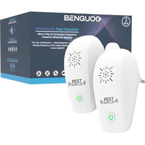 BENGUOO Ultrasuoni per Topi, 2 Pezzi Dissuasori per Topi Portatile Repellente Zanzare Anti Insetti, Ultrasonic Pest Repeller Antizanzare da Interno Dissuasore per Blatte Mosche per Casa Ufficio