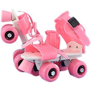 Povanjer Pattini a 4 ruote - Pattini a doppia per bambini principianti | Pattini a rotelle facili da indossare per ragazzi, ragazze, figlie, figli, fratelli, sorelle