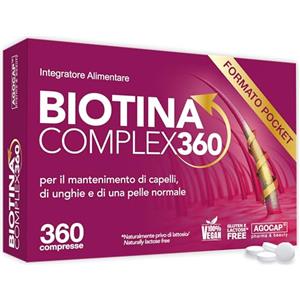 Agocap BIOTINA - COMPLEX 360 Mini Compresse (1 anno). Integratori per capelli con Biotina, Selenio e Zinco. Biotina capelli, unghie e pelle. Crescita capelli azione anticaduta capelli donna uomo. Agocap