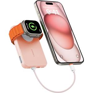 VEGER Power Bank 10000mAh con Cavi Integrati compatibile con iPhone Apple Watch, 20W PD Ricarica Rapida Mini Powerbank USB C Batteria Esterna 4 Ingressi e 3 Uscite con LED Display