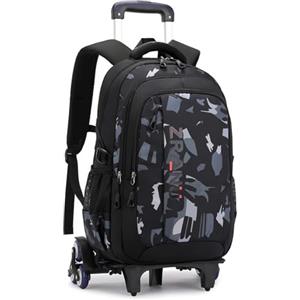 Yumenam Zaino Trolley 6 Ruote Scuola Elementare e Media Superiore, 16 Pollici Zaini con Ruote per Bambino Zainetto con Rotelle per Scuola Viaggi per Ragazzo Adolescenti