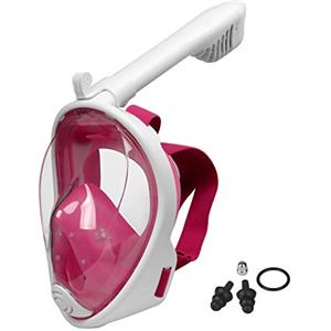 Lamker Maschera da Snorkeling Full Face Bambini 180° Vista Panoramica Immersioni Anti-Appannamento Anti-Infiltrazioni Maschere Subacquea Professionale con Montatura Fotocamera