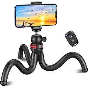 CIRYCASE Treppiede Smartphone, Flessibile Mini Cavalletto per Smartphone Octopus con Telecomando Wireless, 360° Rotabile & Portatile, Compatibile con Phone/Camera, Ideal per Registrazioni Video/Selfie