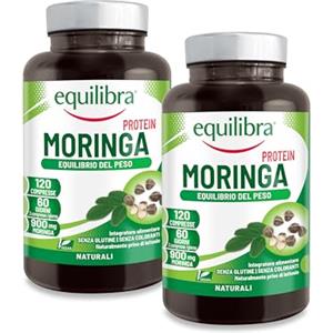 Equilibra, Moringa Protein, 900 mg per Dose, 240 Moringa Compresse Vegan per 4 Mesi, Integratore Moringa Oleifera, Titolato al 60% in Proteine, Equilibrio del Peso Corporeo e Metabolismo dei Lipidi
