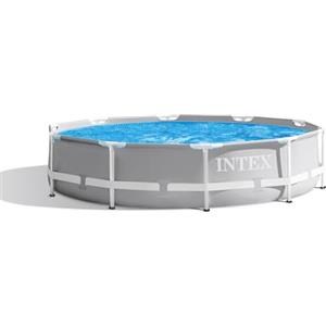 Intex 26700NP - Piscina Fuori Terra Prisma Frame Rotonda, 4485 L, Acciaio e PVC, Grigio, 305x76 cm