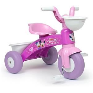 INJUSA Triciclo Bambini Minnie Mouse Rosa con Pedali, Cestino e Maniglia - Ideale per 1-3 Anni