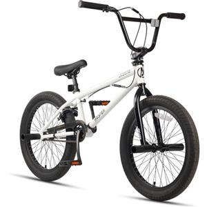 AVASTA Hesper Bicicletta per bambini Freestyle BMX da 20 pollici, per 6 7 8 9 10 11 12 13 14 anni, con 4 picchetti, bianco