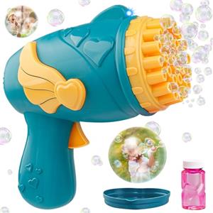 Leonshco Pistola per bolle di sapone per bambini, 26 fori, pistola per bolle di sapone, macchina elettrica con soluzione per bolle di sapone, regalo adatto per compleanni, attività all'aperto, feste, matrimoni