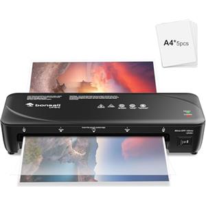 Bonsaii Plastificatrice A4, 80-125 Micron, Tecnologia per Evitare Inceppamenti, Sistema a 2 rulli, Plastificazione Veloce, Plastificatrice per Foto e Documenti L418-C