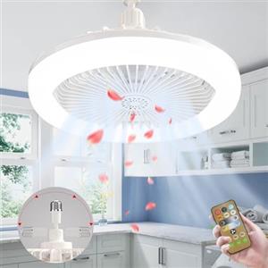 Anyingkai Lampadario con Ventilatore da Soffitto,Ventola Soffitto con Luce,E27 Plafoniera con Ventilatore da Soffitto,Ventilatore a Soffitto con Luce e Telecomando,ventilatore da soffitto (Beige)