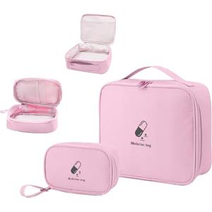 JUNUNDJING 2 Pezzi Kit Pronto Soccorso Da Viaggio, Kit Primo Soccorso Da Viaggio, Cassetta Pronto Soccorso, Porta Medicine, Scatola Medicinali, Scatola Medicine, Borsa Medico Pronto Soccorso (rosa)