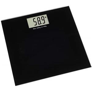 TFA Dostmann Bilancia digitale STEP PLUS, 50.1015.01, bilancia pesapersone, fino a 200 kg, design semplice, nero, plastica, piano in vetro temperato