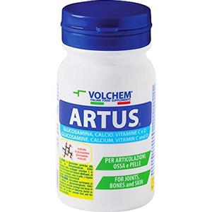 Volchem Artus, Integratore Alimentare con Glucosamina, Vitamina C, Vitamina D3 e Calcio, Ideale per Pelle, Ossa e Articolazioni, Barattolo da 60 Compresse, 96 g