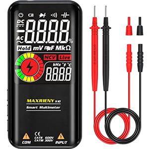 MAXRIENY Multimetro Digitale Tester Digital Multimeter lcd a colori Voltmetro intelligente 9999 conteggi Ohmmetro Capacitanza Resistenza Continuità Frequenza Diodo Ciclo di lavoro Tester di tensione