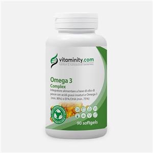 Vitaminity Omega 3 Complex, Integratore Alimentare per Pelle, Cuore e Sistema Nervoso, Contrasta la Caduta dei Capelli, Certificato GOED (90)