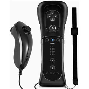 SONVIEE Telecomando Wii e Joystick Nunchuck Telecomando di Ricambio per Wii con Copertura in Silicone e Cinturino da Polso Compatibile con Wii/Wii U, senza Motion Plus (Nero)