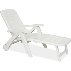 Bica Cancun Lettino con Ruote, in Resina, Bianco