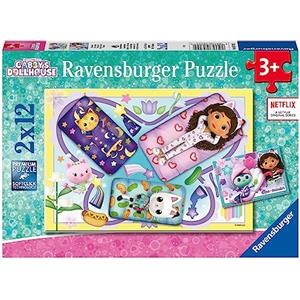 Ravensburger - Puzzle Gabby's Dollhouse, Collezione 2x12, 2 Puzzle da 12 Pezzi, Età Raccomandata 3+ Anni