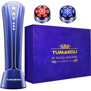 TUMAKOU Radiofrequenza Viso Professionale - TUMAKOU 4 in 1 EMS Microcorrente Massaggiatore Viso Antirughe - Bacchetta Terapeutica a Luce Rossa Blu - Massaggiatore Viso Lifting - Trattamento Viso Macchina