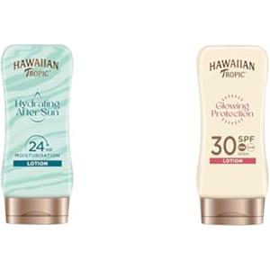 Hawaiian Tropic Crema Doposole Idratante con Aloe, 180ml & SATIN PROTECTION SUN LOTION SPF 30-180 ml