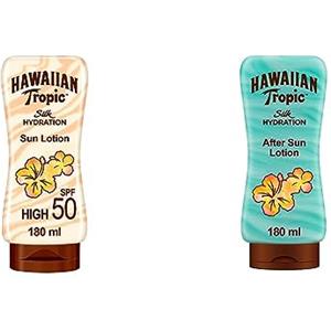 Hawaiian Tropic Silk Hydration Lozione Spf 50, 180ml & Crema Doposole Idratante con Aloe, 180ml