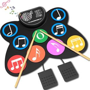 Clordeal BATTERIA ELETTRONICA PER BAMBINI | 9 Pad, 3 Toms, 2 Crash, 1 Hi-hat, 1 Ride, 1 Snare, 1 Bass Drum, 7 Timbri, 10 Demo, 9 Ritmi | BATTERIA PER BAMBINI