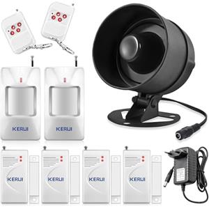 KERUI Allarme Casa Senza Fili, Ring Alarm Ultra Forte con Allarme Porta Telecomando Sensore Movimento Corno da Sirena, Antifurto Casa per Garage, Magazzino, Finestre, Shed