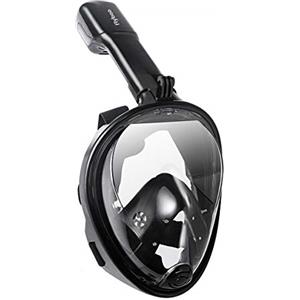 Flyboo Maschera da Snorkeling,Maschera Subacqueacon con Visuale Panoramica 180° Design Pieno Facciale e Compatibile con Videocamere Sportive Maschera per Immersioni per Adulti Bambini