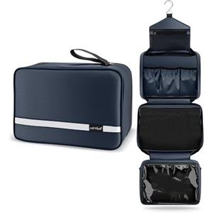 Carttiya Beauty Case da Viaggio, Borsa da Toilette per Donna Uomo Beauty Case Grande Impermeabile, Gancio in Metallo per Appendere, Blu Marino