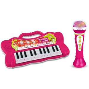 Bontempi | PlayKeys: Tastiera Giocattolo a 24 Tasti con Microfono Karaoke per Piccoli Musicisti, Rosa, 60x195x60 mm