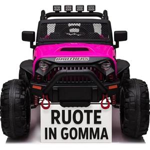 TOYSCAR Auto Macchina Elettrica Per Bambini 2 Posti 24V Fuoristrada Big Adventure Telecomandata Sedile In Pelle Porte Apribili Doppio Motore Elettrico Carico 35 Kg RUOTE IN GOMMA TOYSCAR Fucsia