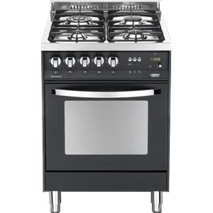 Lofra PNM66MFT/C Cucina Gas 4 Fornelli con Forno Elettrico 60 cm Nero in Acciaio Inox